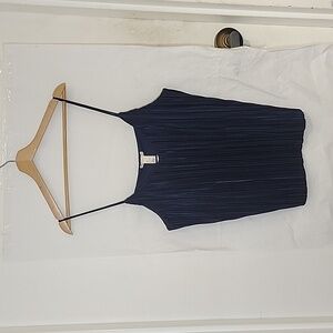 NWT‎ H&M Navy Blue Silky Pleated Slip Top/Camisole size L